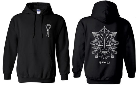 SCOUTS AOTEAROA ILLUSTRATED HOODIE - BLACK