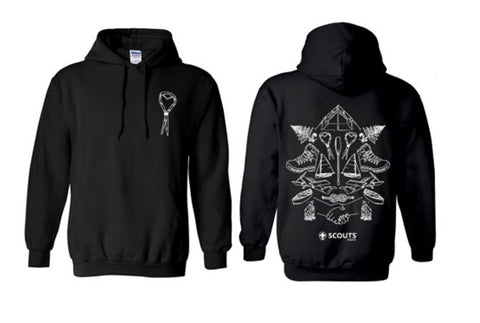 SCOUTS AOTEAROA ILLUSTRATED HOODIE - BLACK
