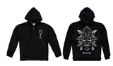SCOUTS AOTEAROA ILLUSTRATED ZIP-UP HOODIE - BLACK