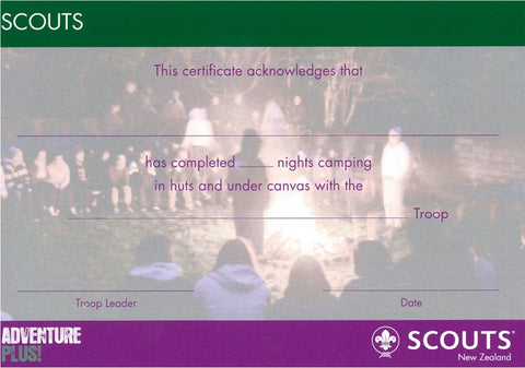 CERTIFICATE - SCOUT CAMPING NIGHTS