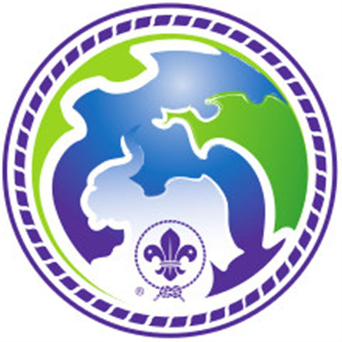 VENTURER AND ROVER BADGE - WORLD SCOUT ENVIRONMENT PROGRAMME - PURPLE