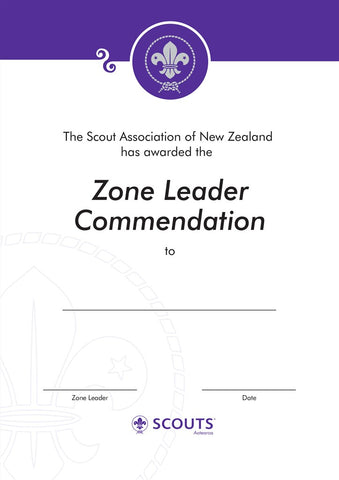 ZONE LEADER COMMENDATION - BADGE, CERTIFICATE